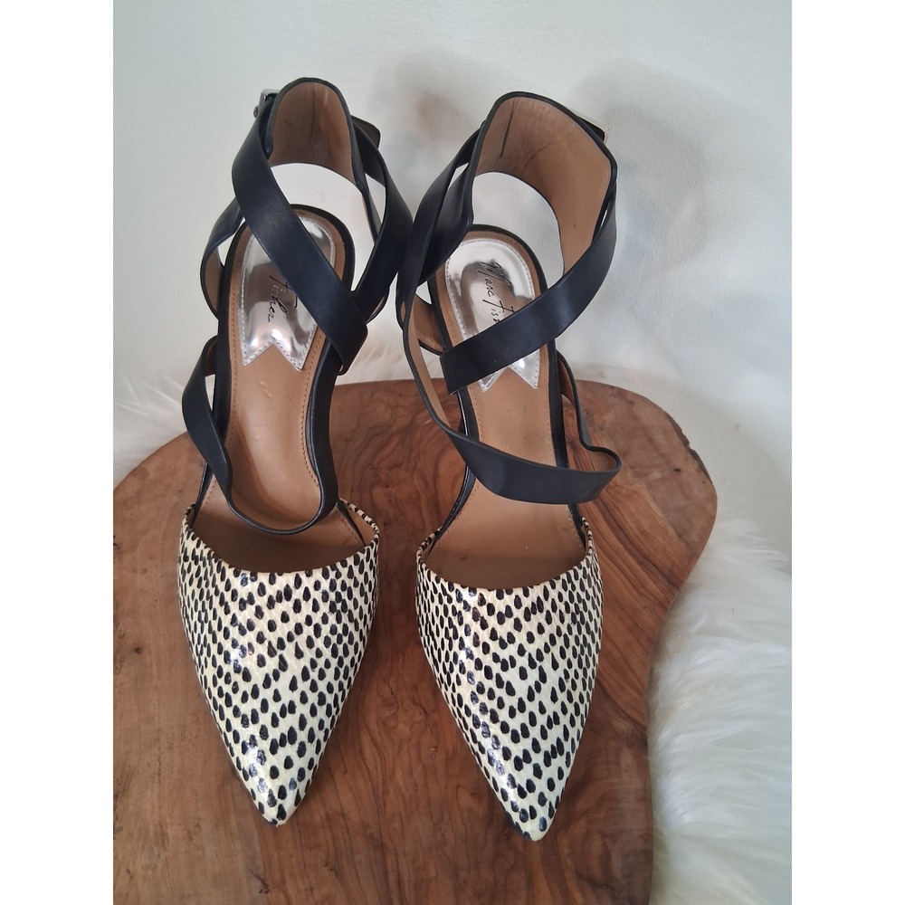 Marc Fisher Womens Animal Print Pointed Toe Strappy Ankle Buckle Stiletto Heels